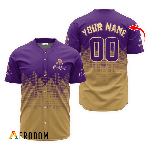 Personalized Crown Royal Beige And Purple Halftone Baseball Jersey