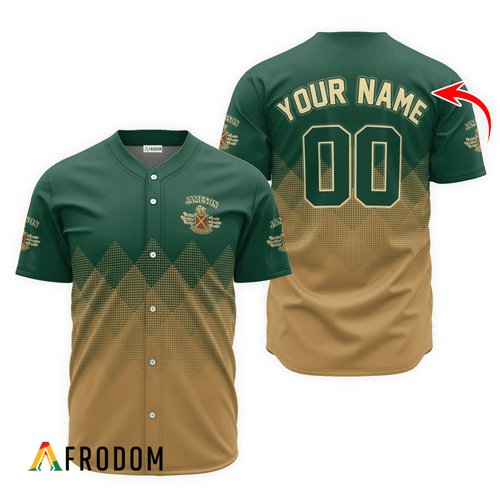 Personalized Jameson Beige And Green Halftone Baseball Jersey