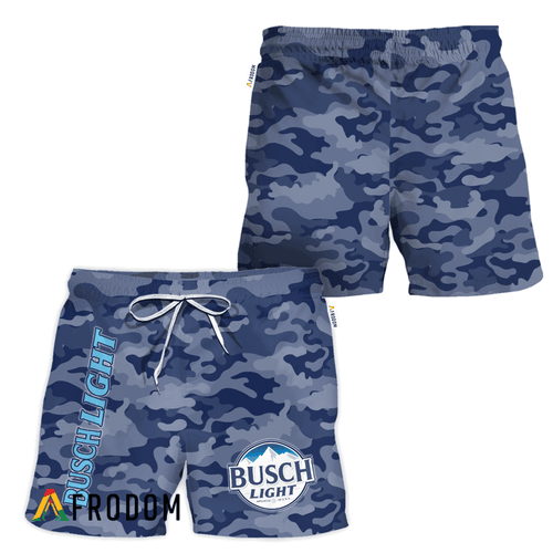 Busch Light Blue Camouflage Hawaiian Shorts