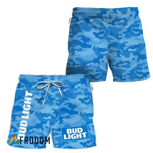 Bud Light Blue Camouflage Hawaiian Shorts