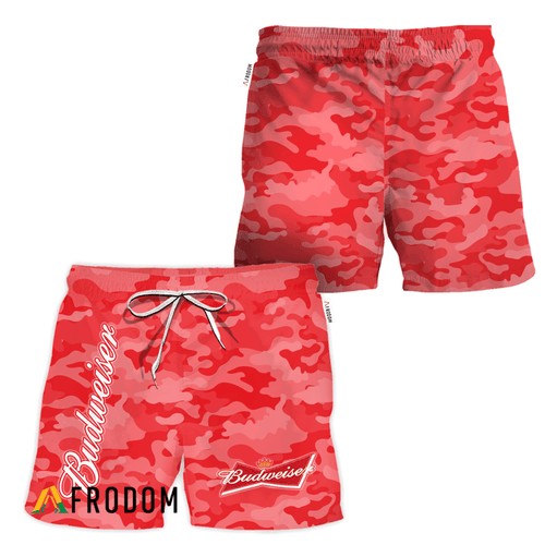 Budweiser Red Camouflage Hawaiian Shorts