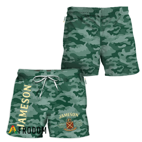Jameson Whiskey Green Camouflage Hawaiian Shorts