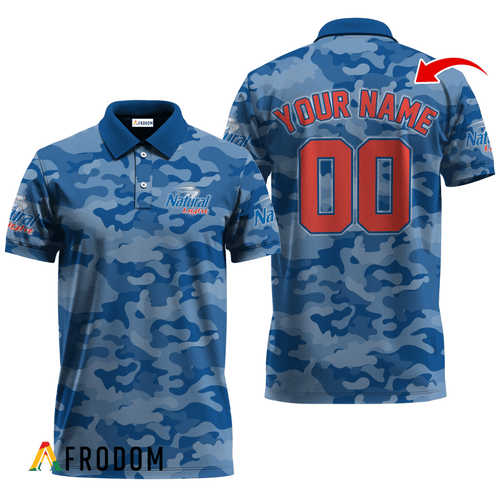 Personalized Natural Light Blue Camouflage Polo Shirt