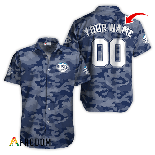 Personalized Busch Light Blue Camouflage Button Shirt