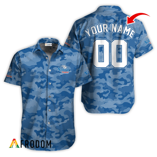 Personalized Natural Light Blue Camouflage Button Shirt