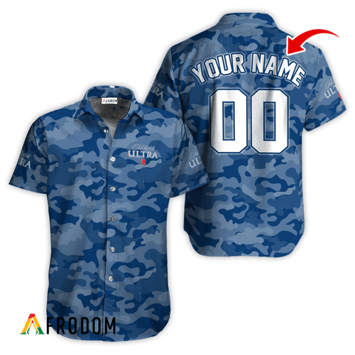 Personalized Michelob ULTRA Blue Camouflage Button Shirt