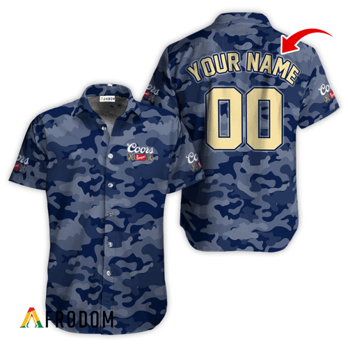 Personalized Coors Banquet Blue Camouflage Button Shirt