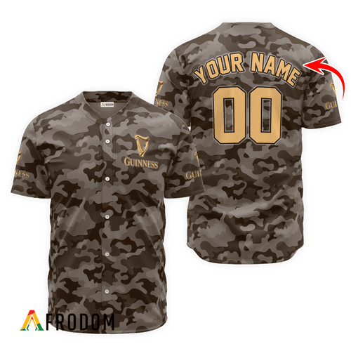 Personalized Guinness Beer Brown Camouflage Baseball Jersey