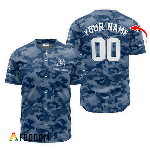 Personalized Samuel Adams Blue Camouflage Baseball Jersey