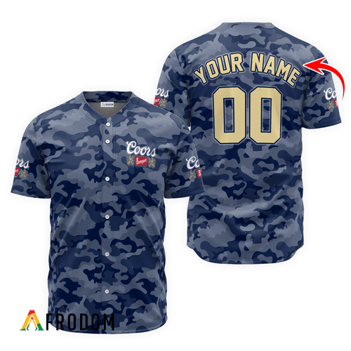 Personalized Coors Banquet Blue Camouflage Baseball Jersey