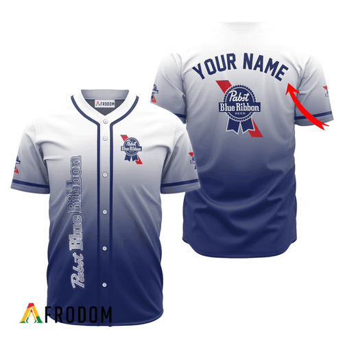 Personalized Pabst Blue Ribbon Gradient Baseball Jersey
