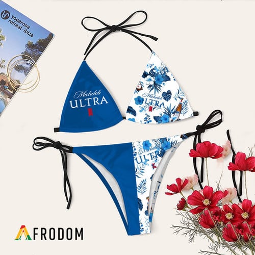 Michelob ULTRA Tropical Floral Bikini Set Swimsuit Beach