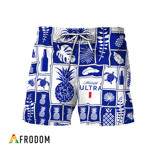 Michelob Ultra Tropical Pineapple Hawaiian Shorts