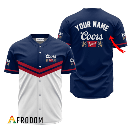 Personalized Coors Banquet Blue And White Baseball Jersey