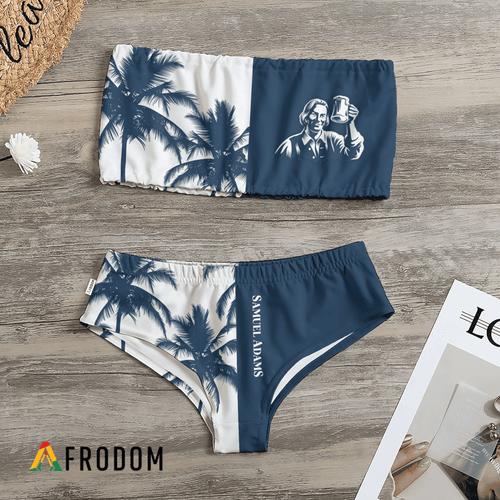 Samuel Adams Coconut Trees Strapless Bandeau Bikini Swimsuit