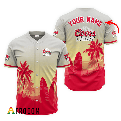 Personalized Coors Light Palm Tree Surfboard Baseball Jersey