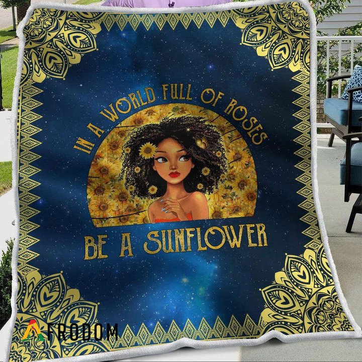 Black Girl Be A Sunflower Blanket