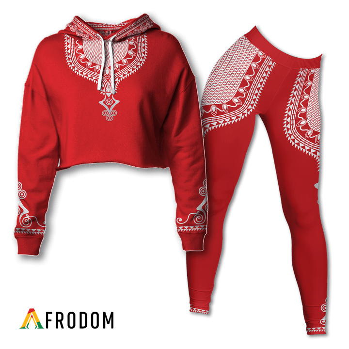 Dashiki Red Color CROPPED HOODIE