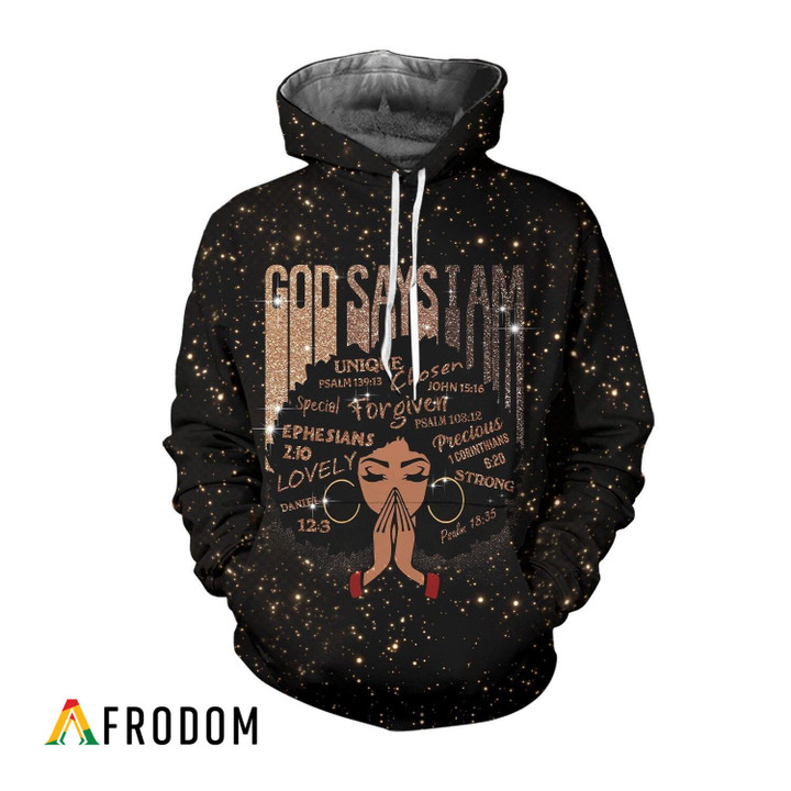 God Says I Am Unique All-Over Print Hoodie