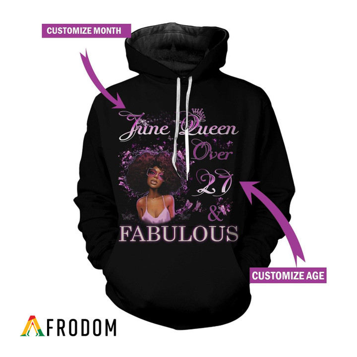 Personalized Black Queen Fabulous Hoodie & Zip Hoodie