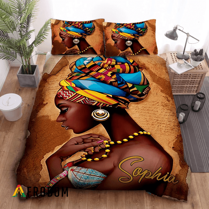 Personalized Traditional Black Women Bedding Set