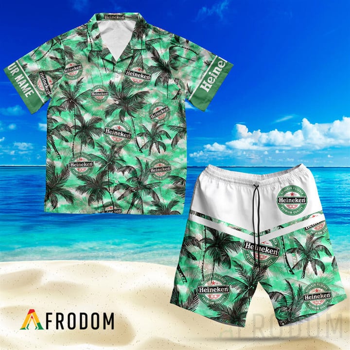 Tropical Heineken Hawaiian Shirt And Shorts Set
