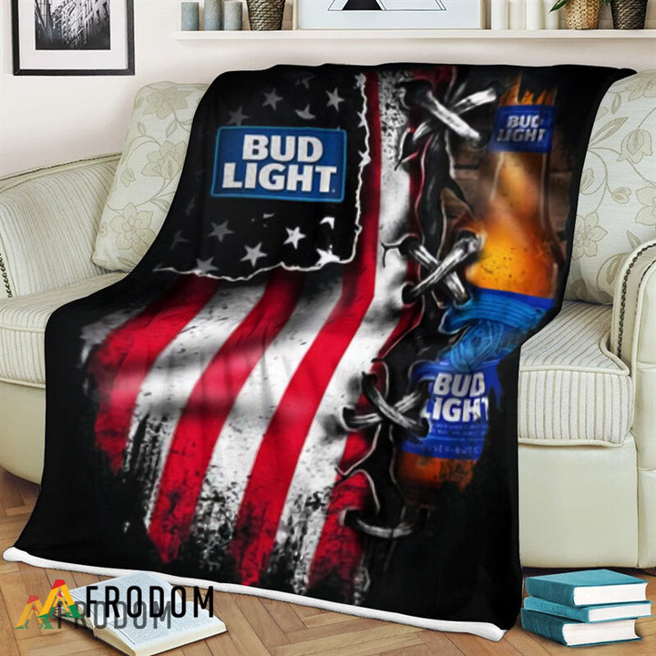 USA Flag Bud Light Blanket