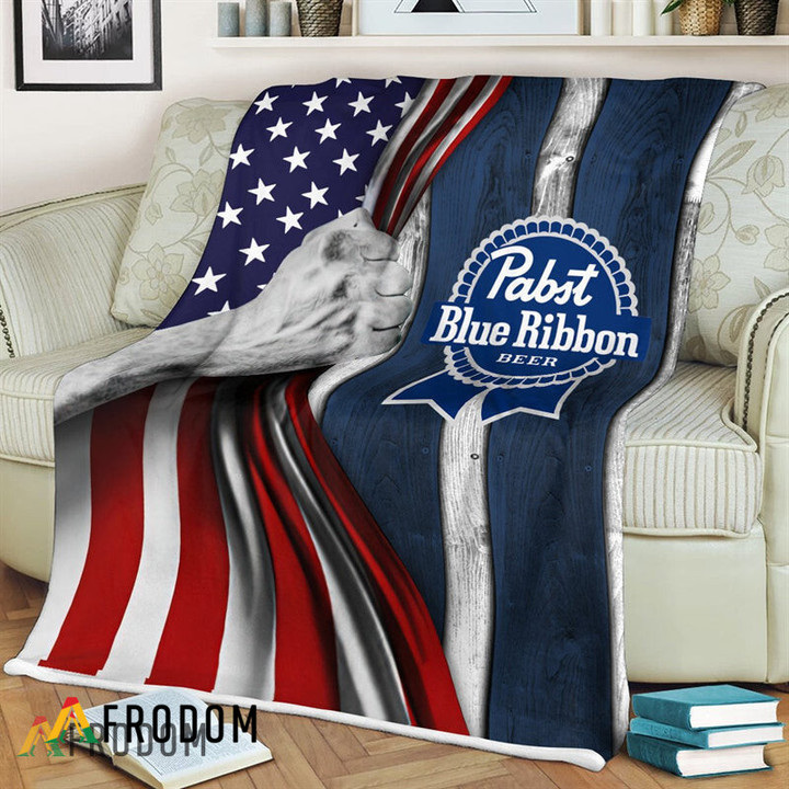 USA Flag Pabst Blue Ribbon Blanket