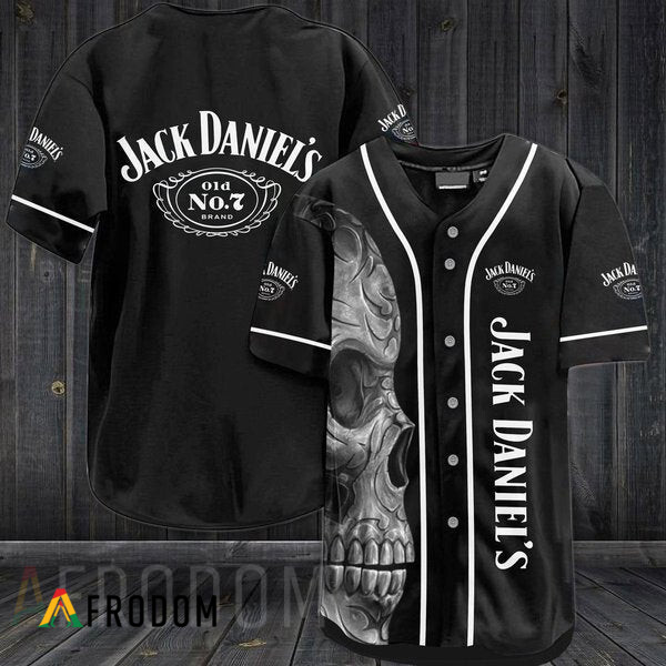 Vintage Black Skull Jack Daniels Baseball Jersey