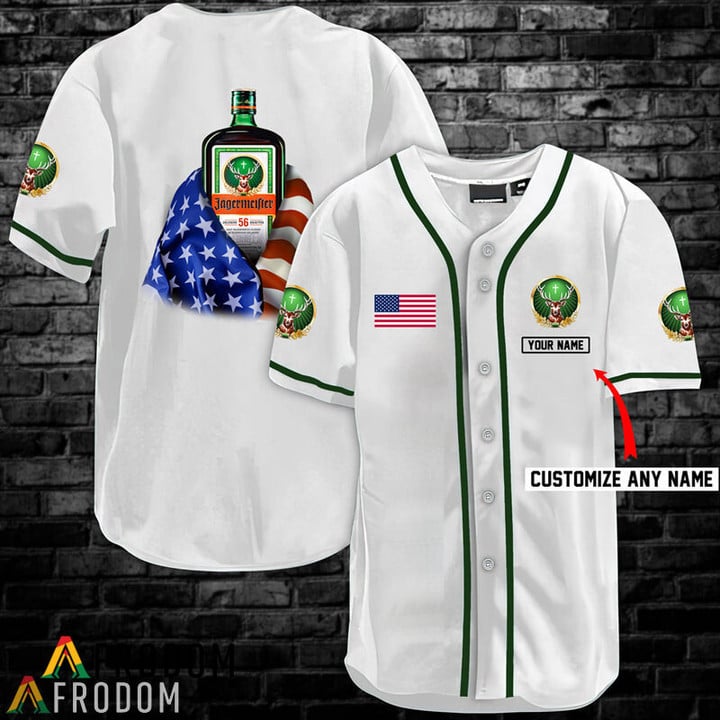 Personalized Vintage White USA Flag Jagermeister Jersey Shirt