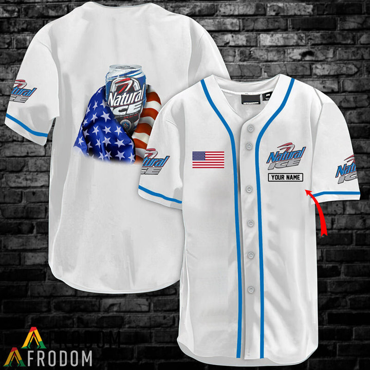 Personalized Vintage White USA Flag Natural Ice Jersey Shirt