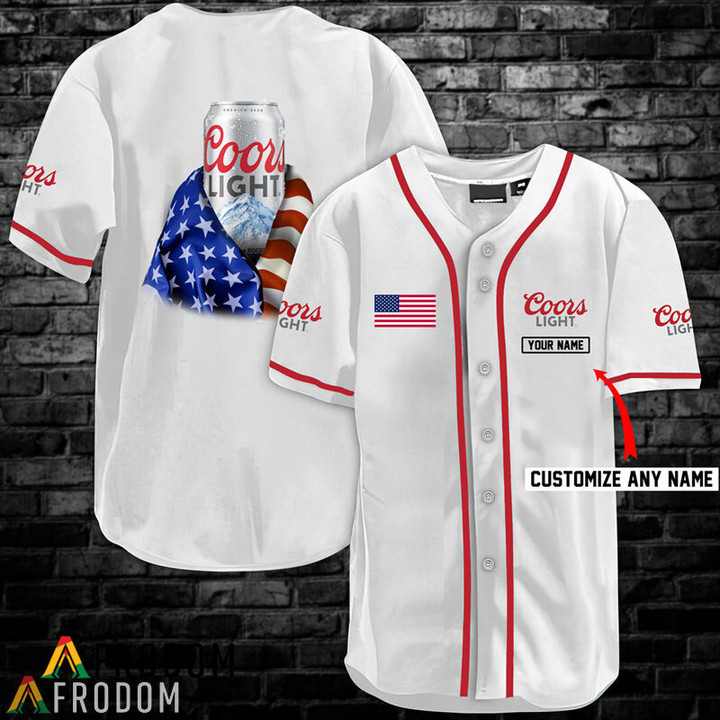 Personalized Vintage White USA Flag Coors Light Jersey Shirt