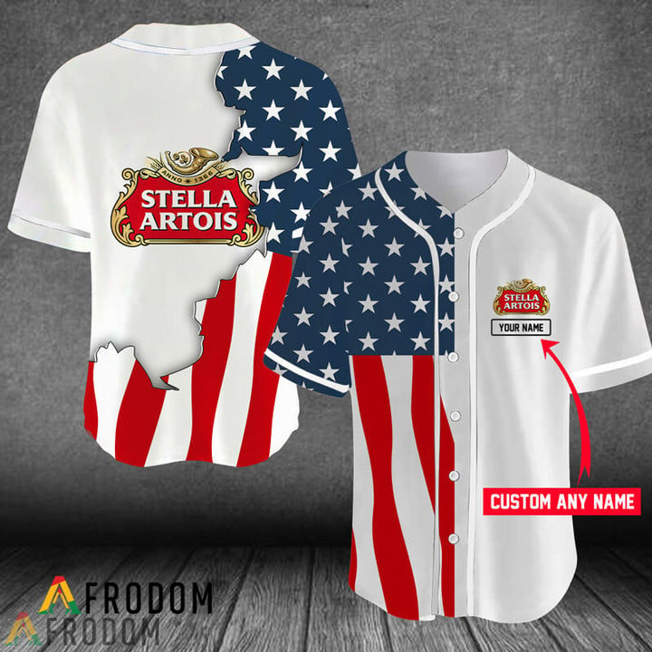 Personalized US Flag Stella Artois Baseball Jersey