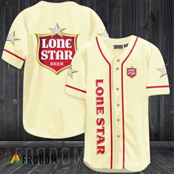Beige Lone Star Beer Baseball Jersey