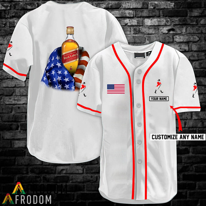Personalized Vintage White USA Flag Johnnie Walker Jersey Shirt