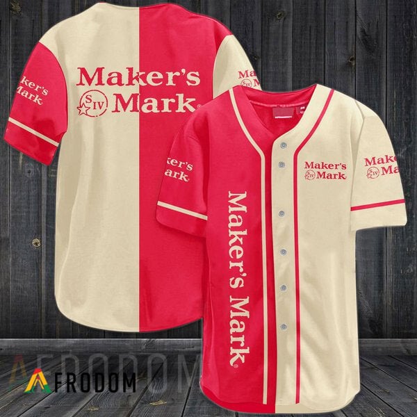 Red - Beige Maker's Mark Baseball Jersey