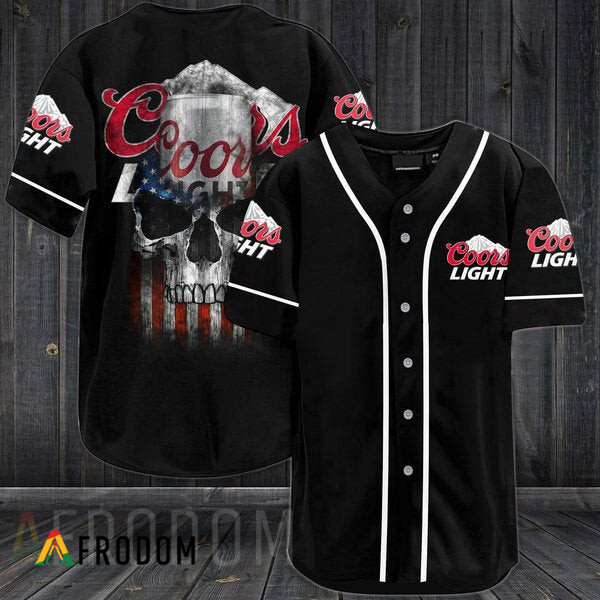 US Flag Black Skull Coors Light Baseball Jersey