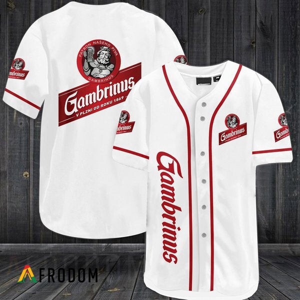 White Gambrinus Beer Baseball Jersey