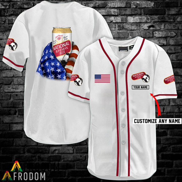 Personalized Vintage White USA Flag National Bohemian Jersey Shirt