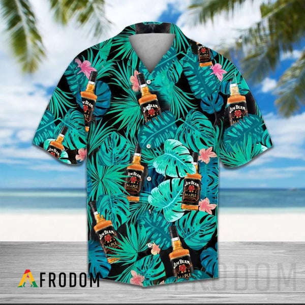 Green Tropical Palm Jim Beam Hawaii Shirt