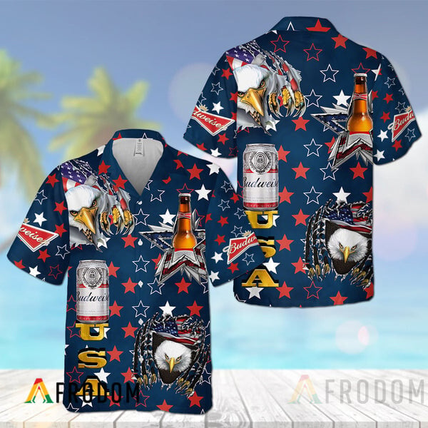 USA Flag Eagle Budweiser Hawaii Shirt