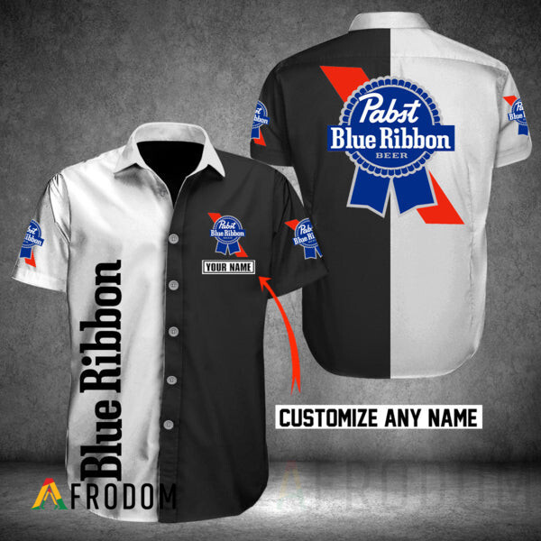 Personalized Multicolor Pabst Blue Ribbon Button Shirt