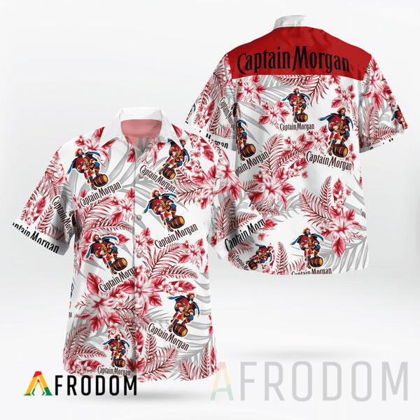 Boho Tropical Flowers Captain Morgan Button Shirt