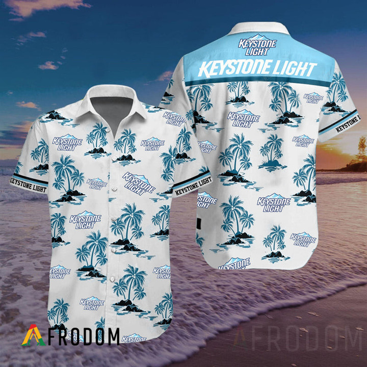 Tropical Palms Keystone Light Button Shirt