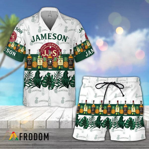 Tropical Pineapple Jameson Whiskey Hawaiian Shirt And Shorts Set