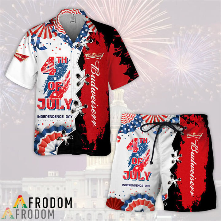Aloha Independence Day Budweiser Hawaiian Shirt And Shorts Set