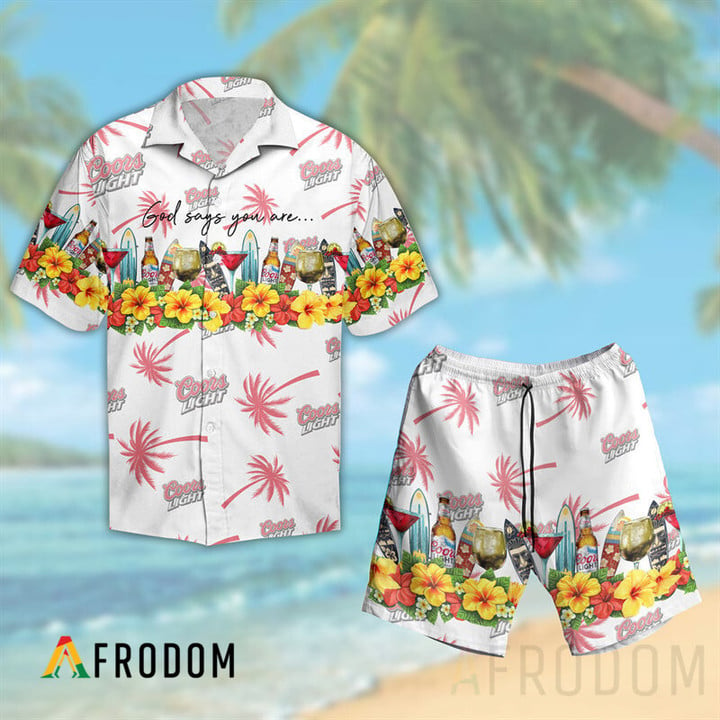 Summer Coors Light Button Shirt And Shorts Set
