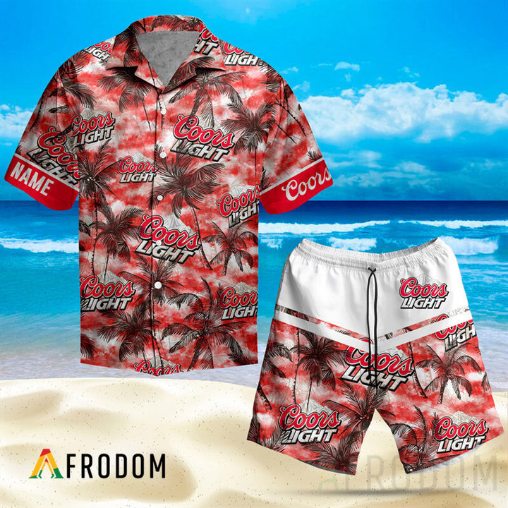 Personalized Tropical Coors Light Button Shirt And Shorts Set