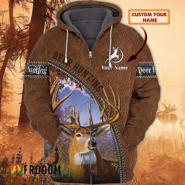 Personalized Vintage Deer Hunting Zip Hoodie