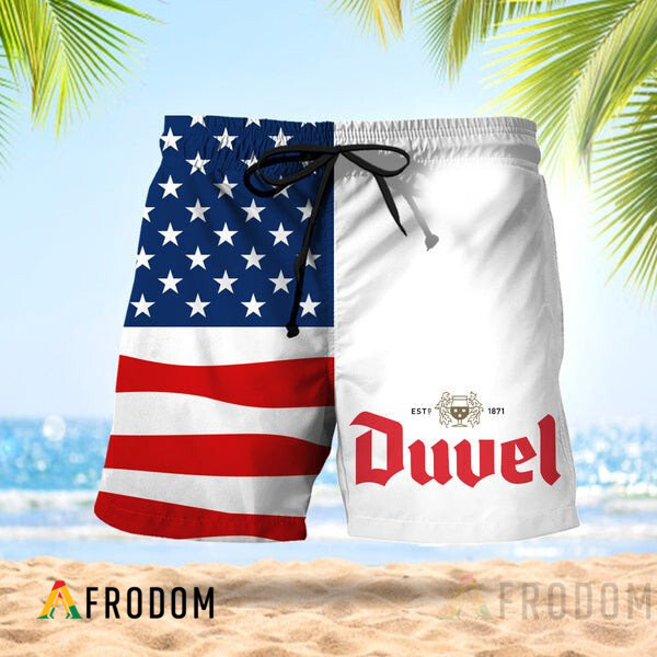 Vintage USA Flag Fourth Of July Duvel Hawaiian Shorts